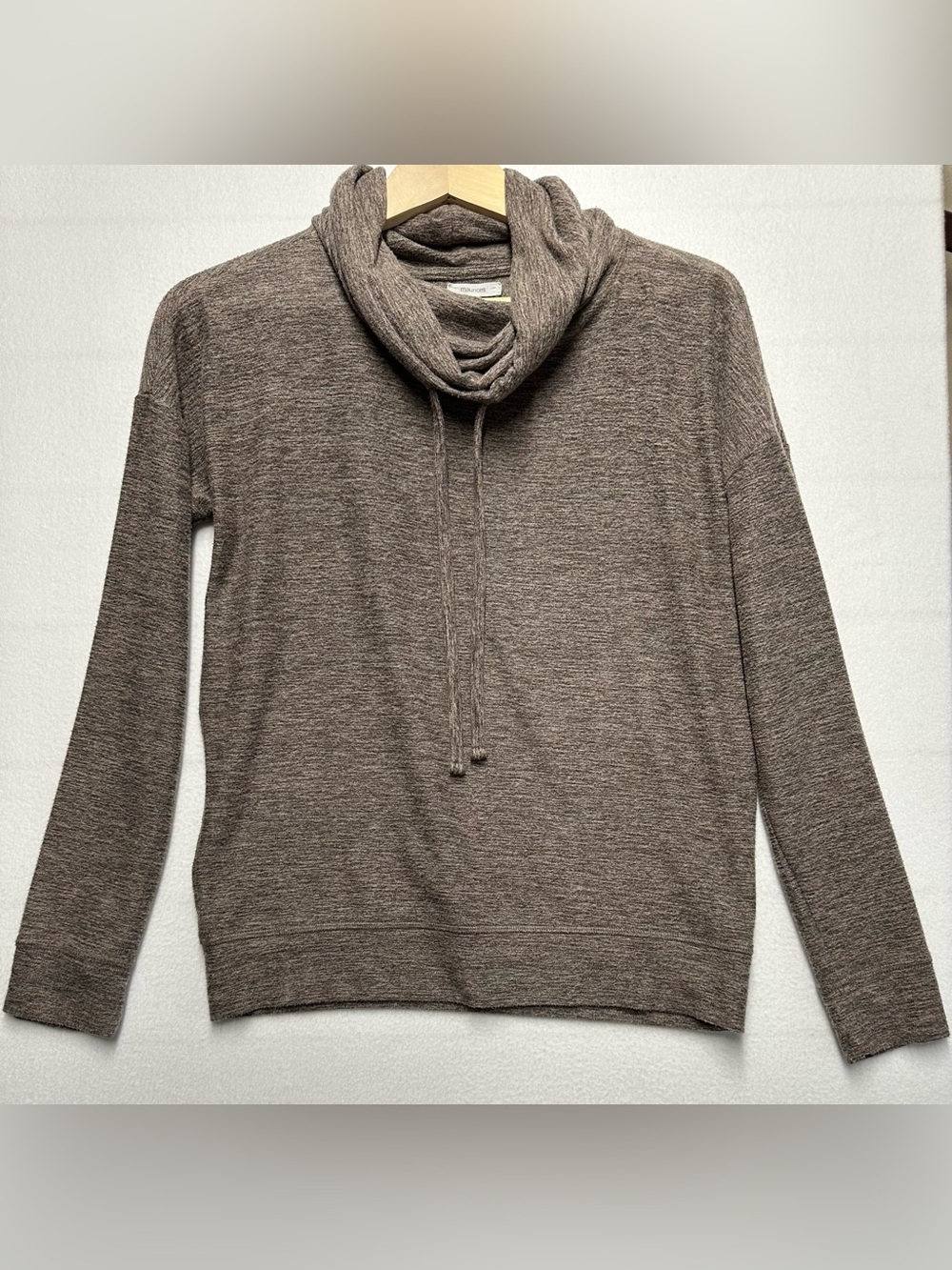 Maurices Soft Stretch Cowl‑Neck Pullover Women’s XS Heather Taupe Knit Top